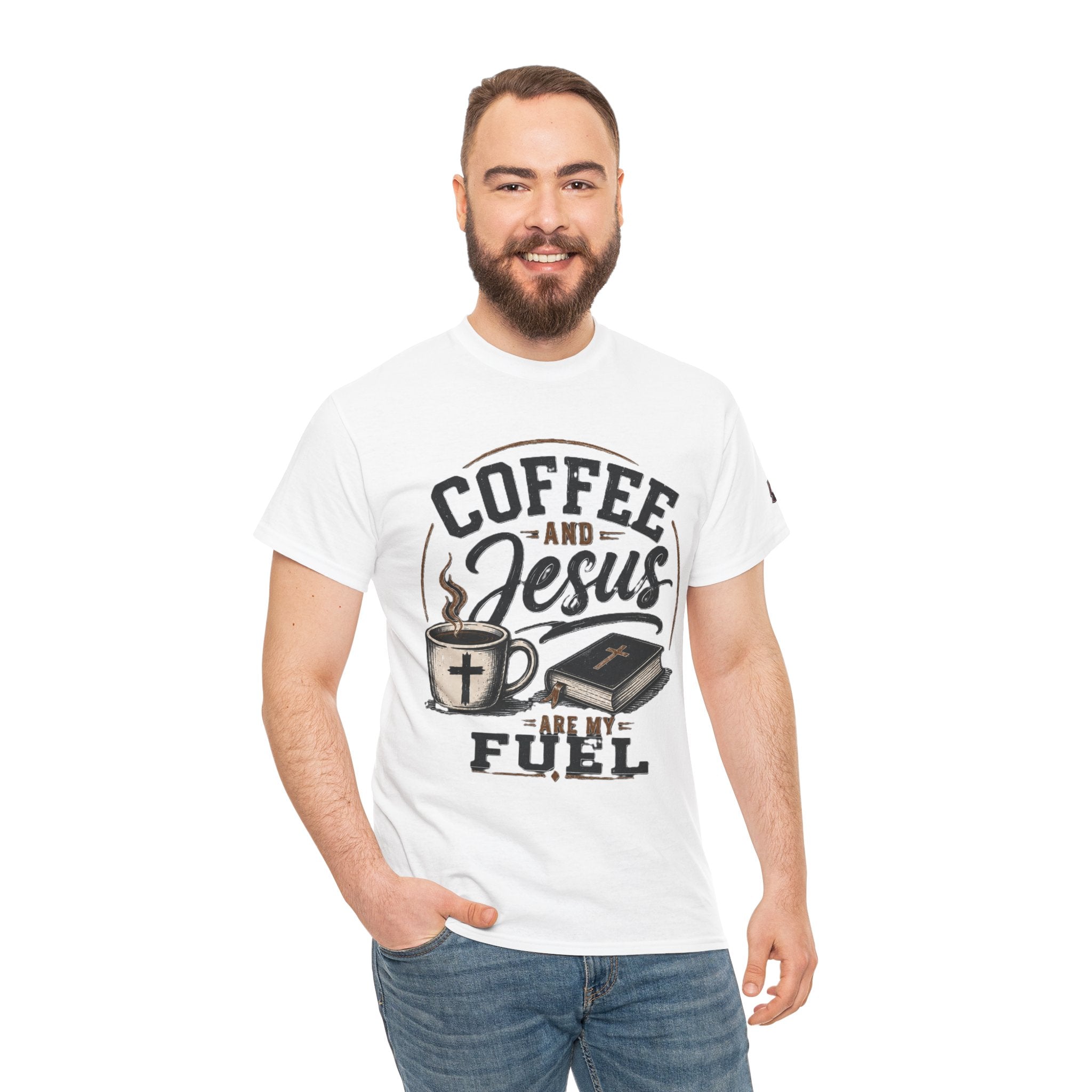 Coffee and Jesus Are My Fuel T-Shirt — Faith & Coffee Graphic Tee