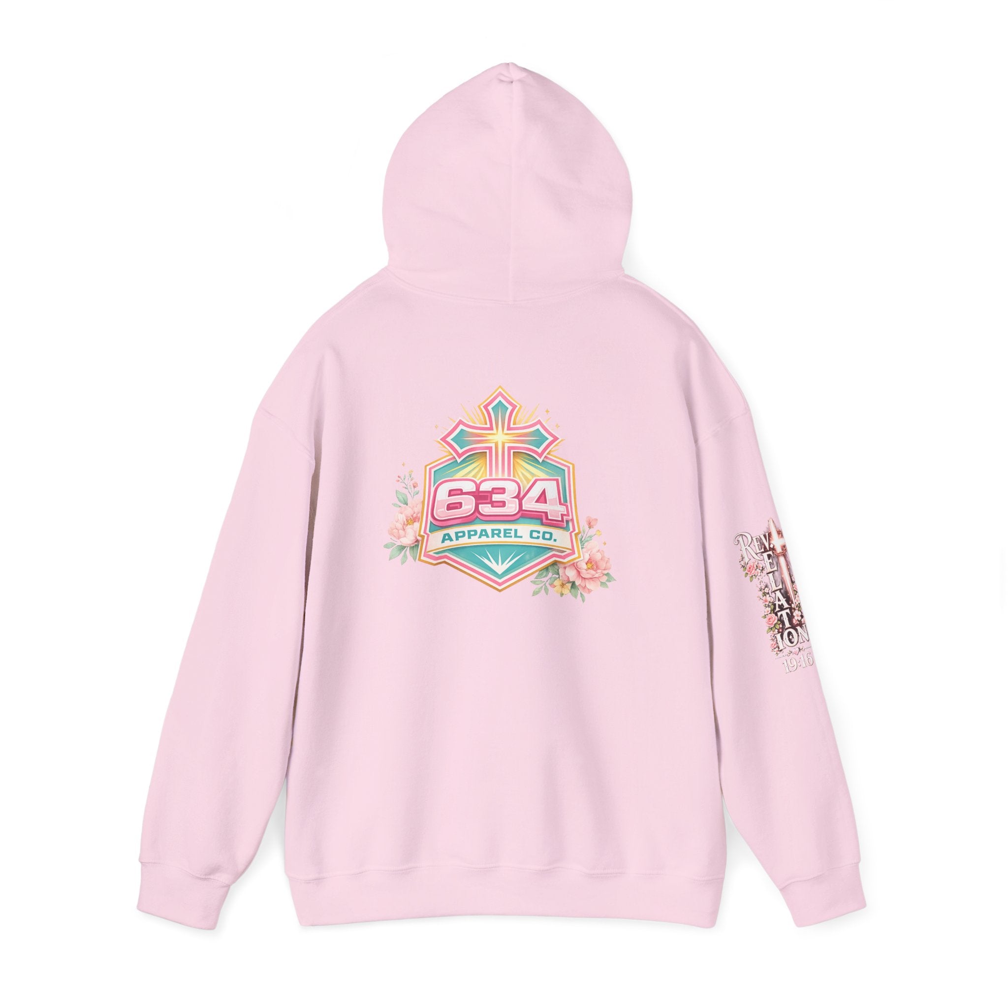 Christ Is King Floral Hoodie — Revelation 19:16 Sleeve & 634 Logo
