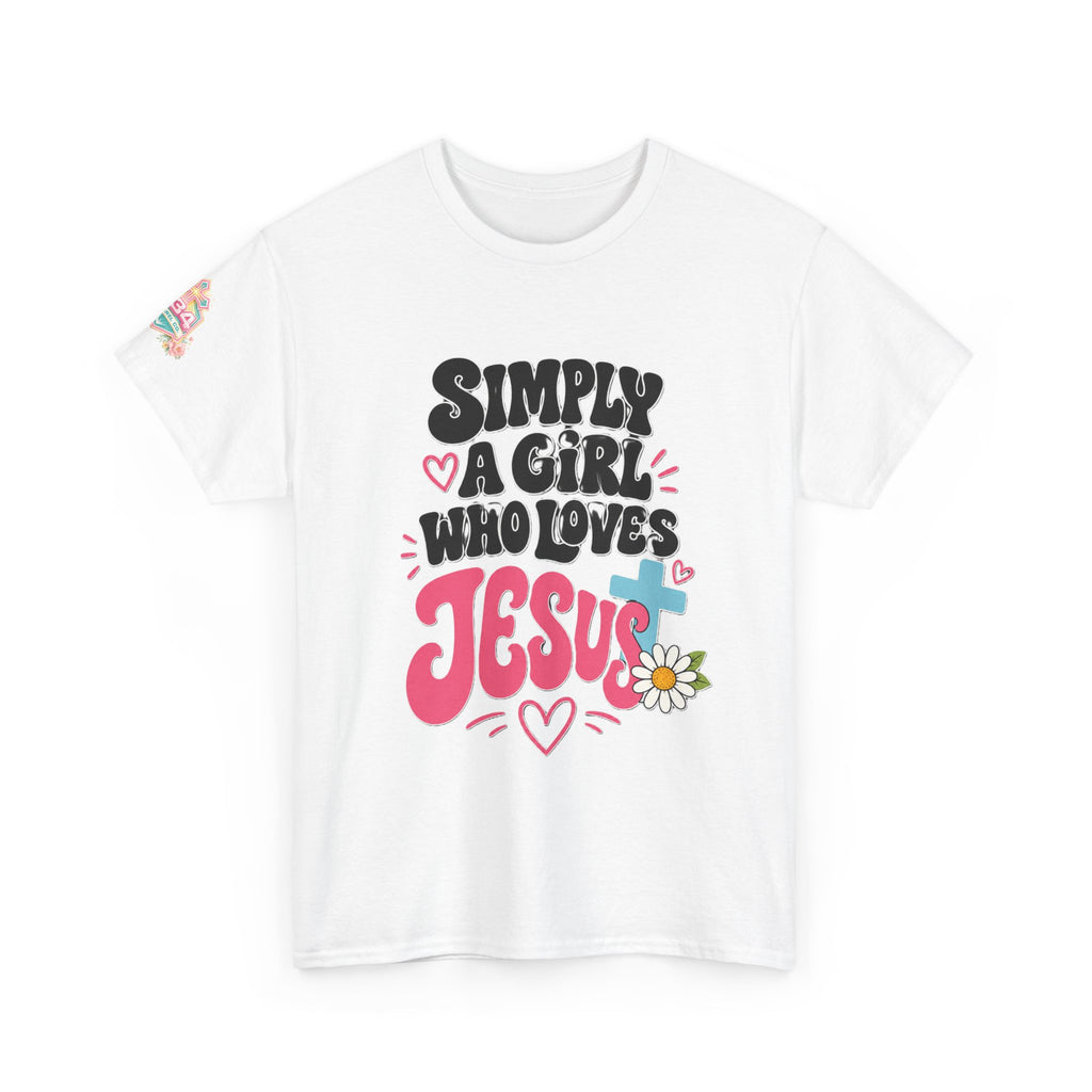 Girl Who Loves Jesus Floral Tee — Bright Colorful Christian Faith Shirt