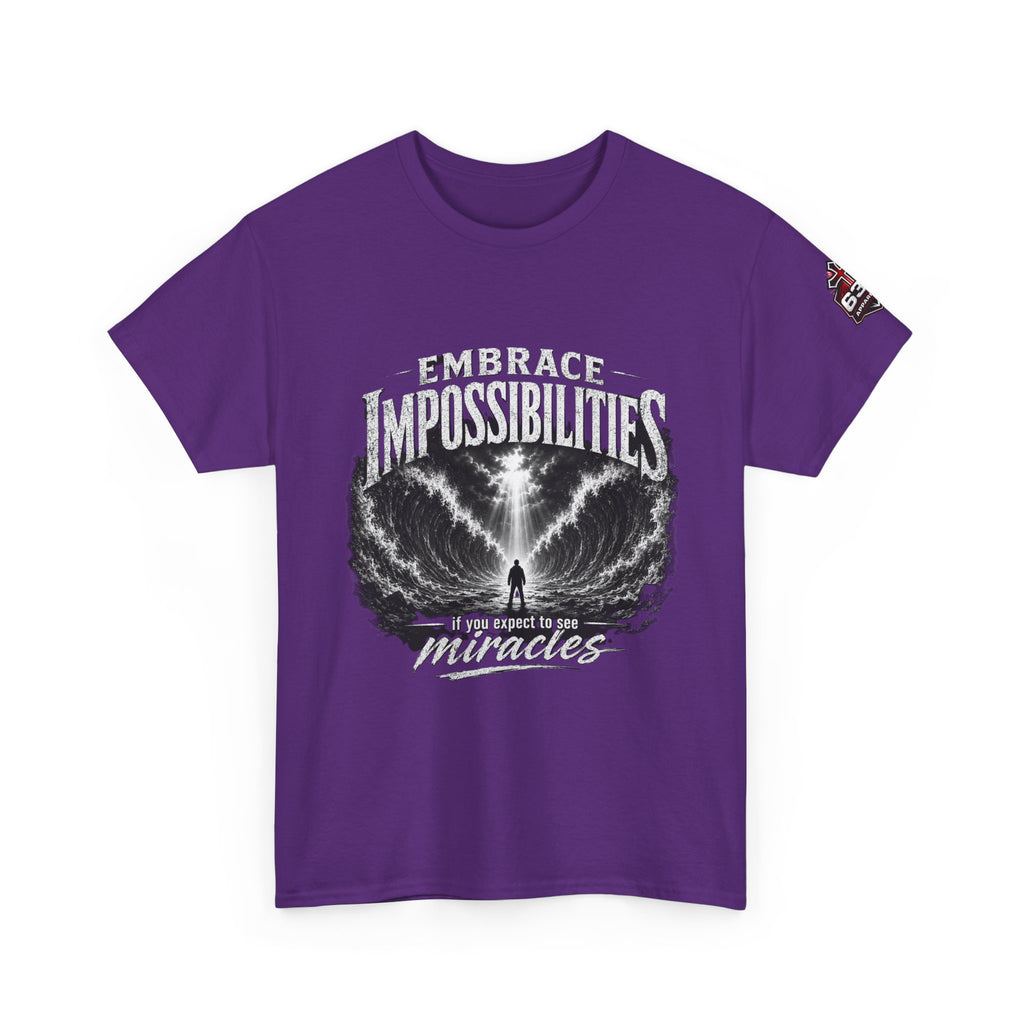 Moses Parting the Red Sea Tee — "Embrace Impossibilities" Inspirational Christian T‑Shirt