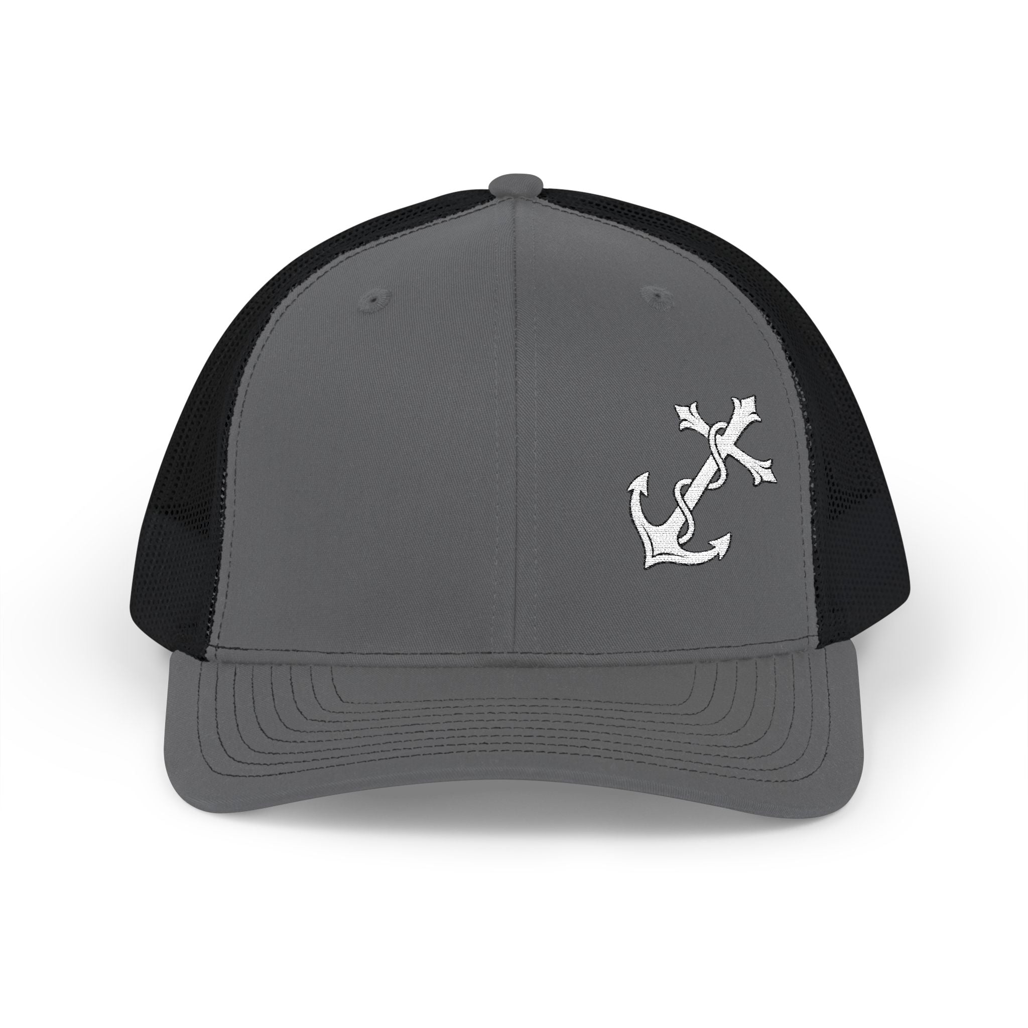 Christian Anchor Cross Snapback Trucker Cap – "Jesus is Our Anchor"