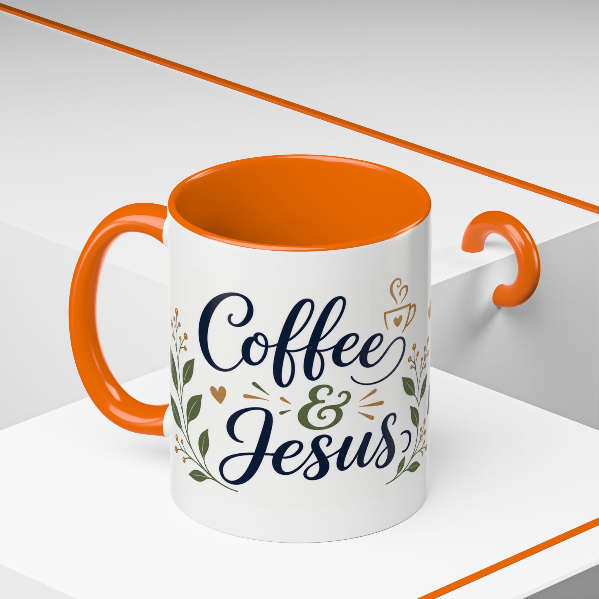 Coffee & Jesus Morning Mug — “Coffee and Jesus are how i start my morning” Accent Coffee Mug (11/15 oz)