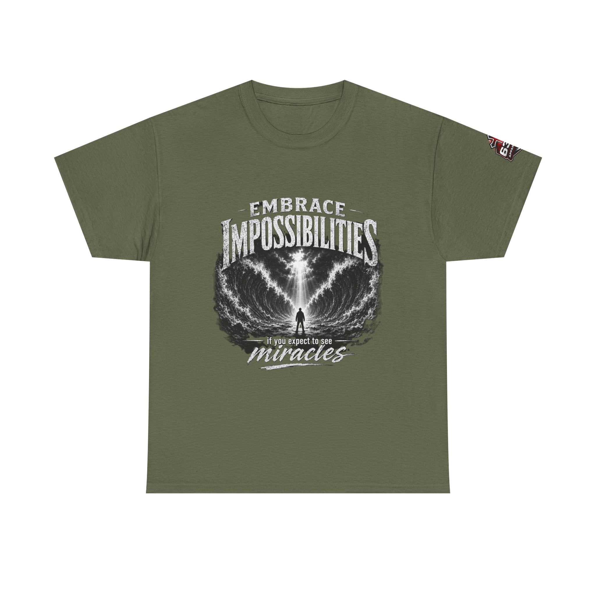 Moses Parting the Red Sea Tee — "Embrace Impossibilities" Inspirational Christian T‑Shirt