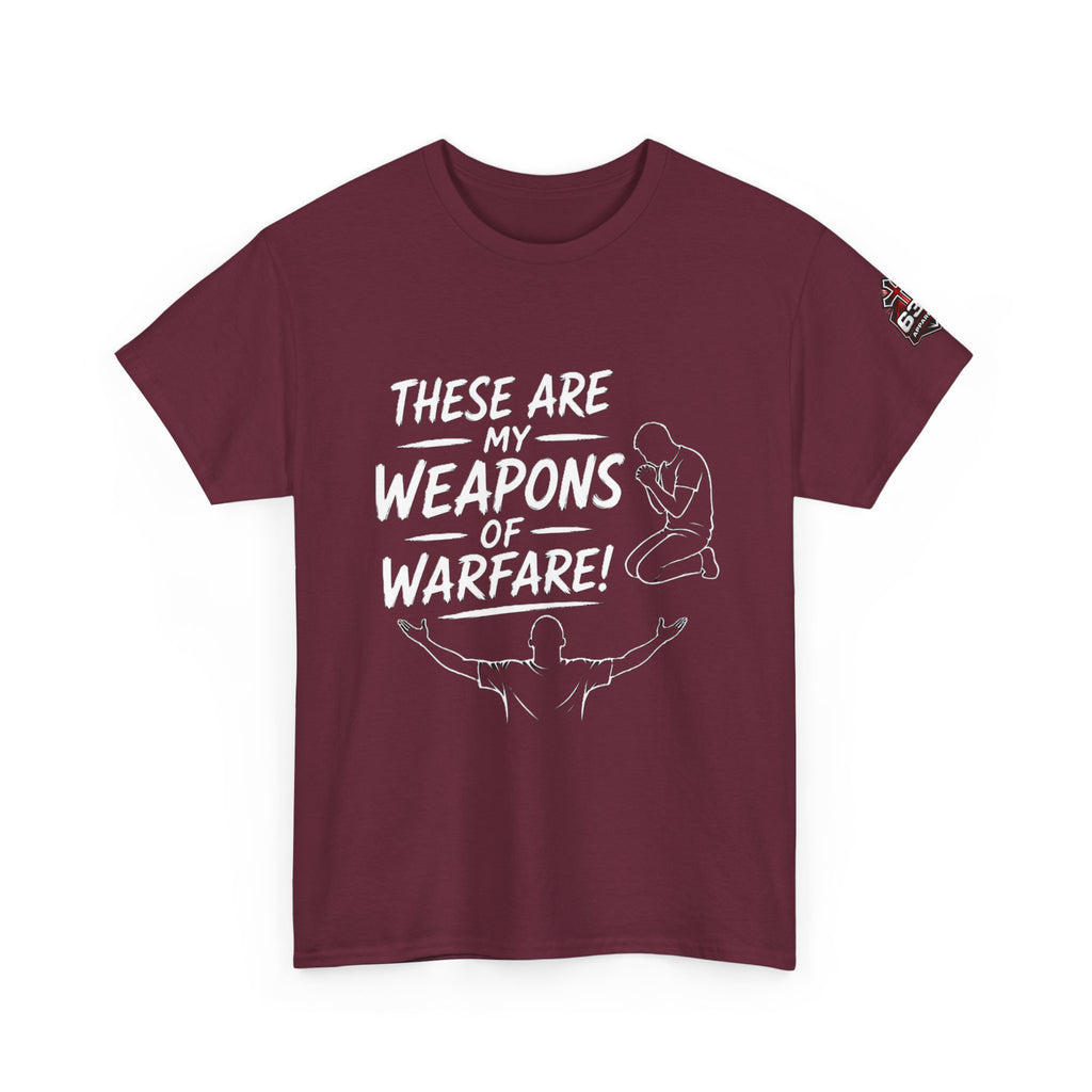 Worship & Prayer Tee — "These Are My Weapons of Warfare" Christian T-Shirt