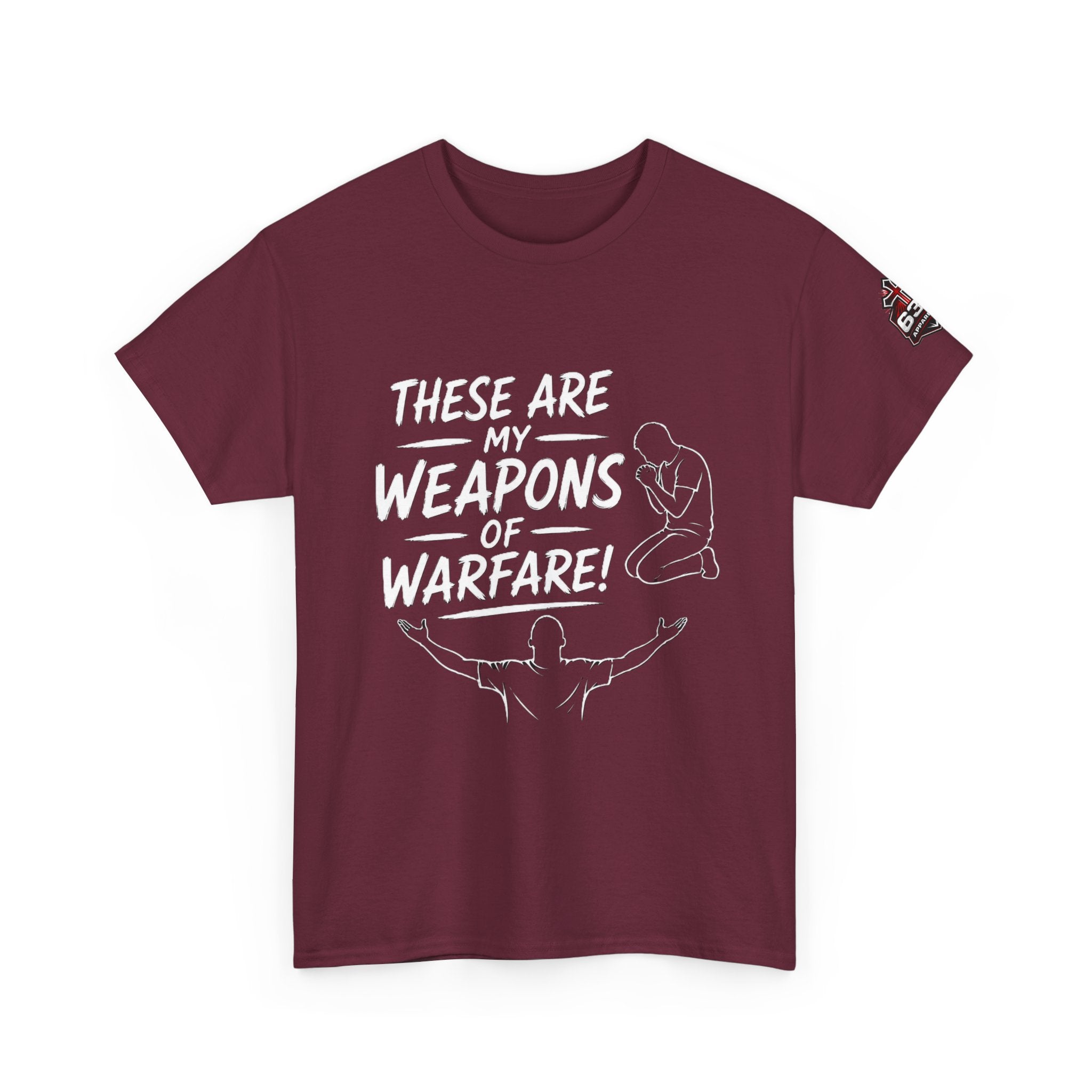 Worship & Prayer Tee — "These Are My Weapons of Warfare" Christian T-Shirt