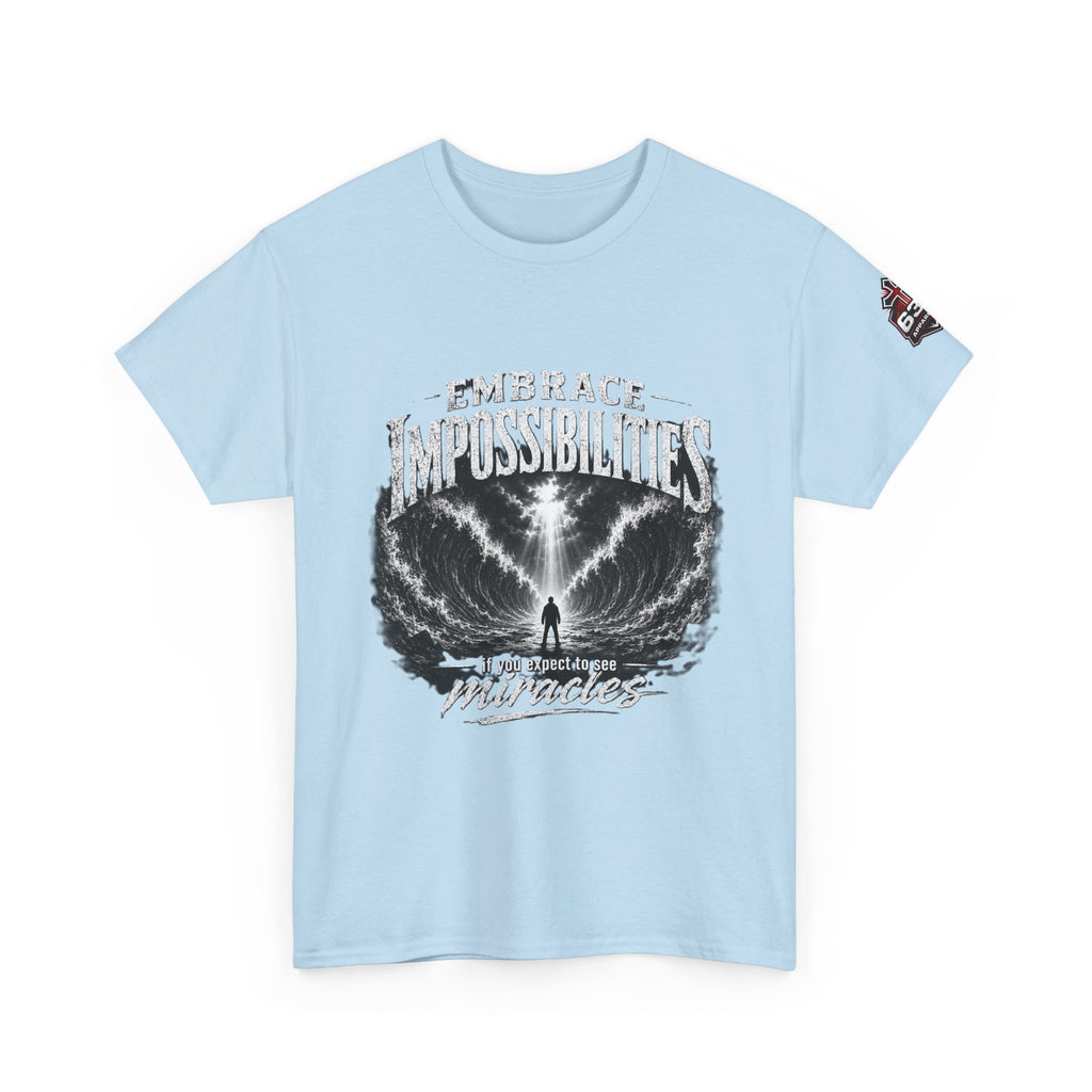 Moses Parting the Red Sea Tee — "Embrace Impossibilities" Inspirational Christian T‑Shirt