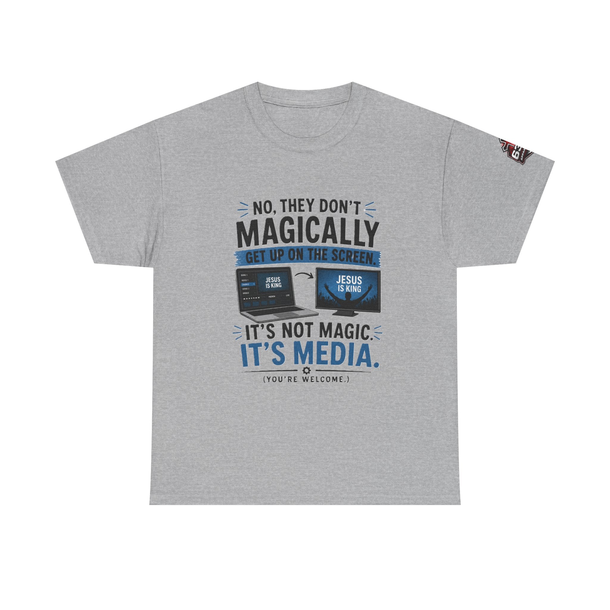 Church Media, Not Magic! Tee — Cheeky Church Media Leader Graphic T-Shirt