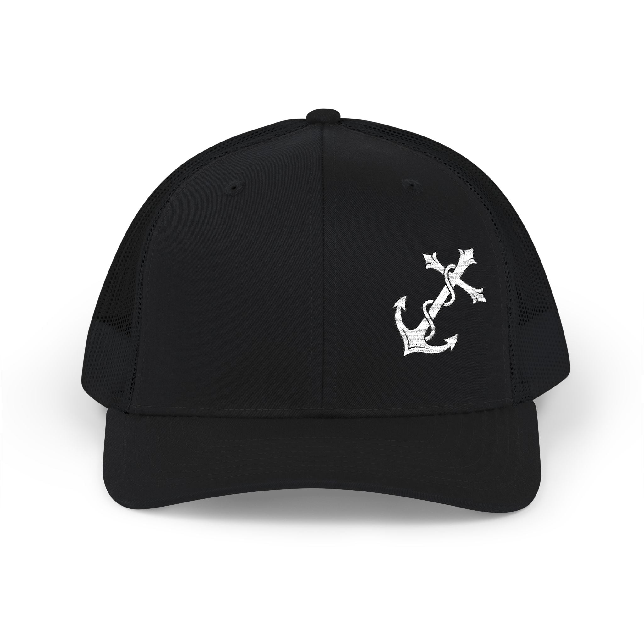 Christian Anchor Cross Snapback Trucker Cap – "Jesus is Our Anchor"
