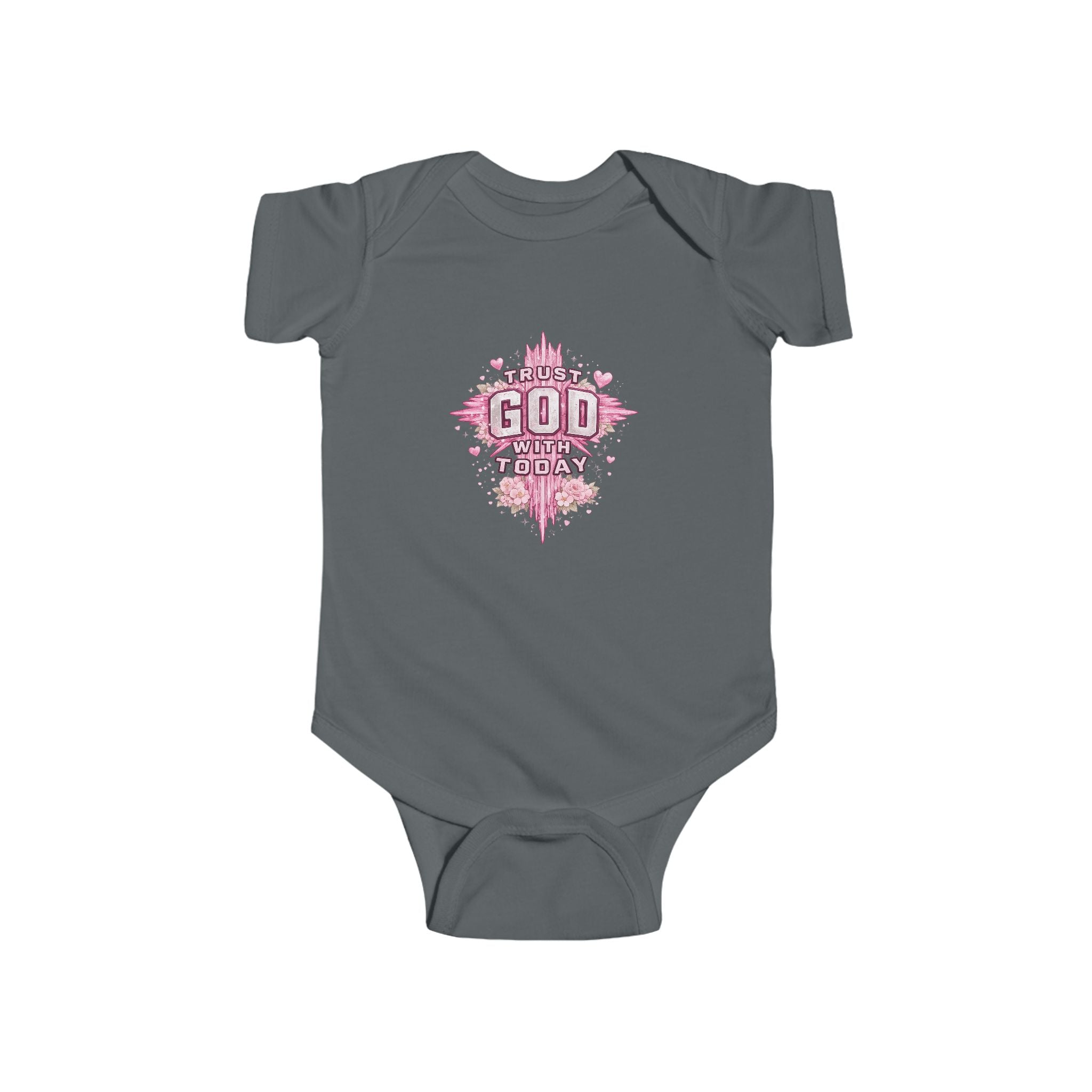Infant Bodysuit — "Trust God Today" Pink Cross Baby Onesie