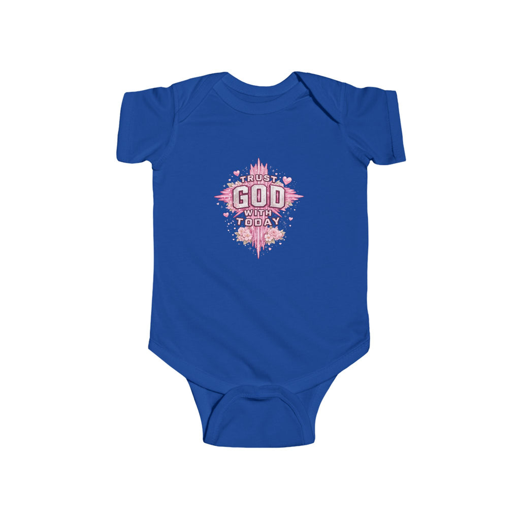 Infant Bodysuit — "Trust God Today" Pink Cross Baby Onesie