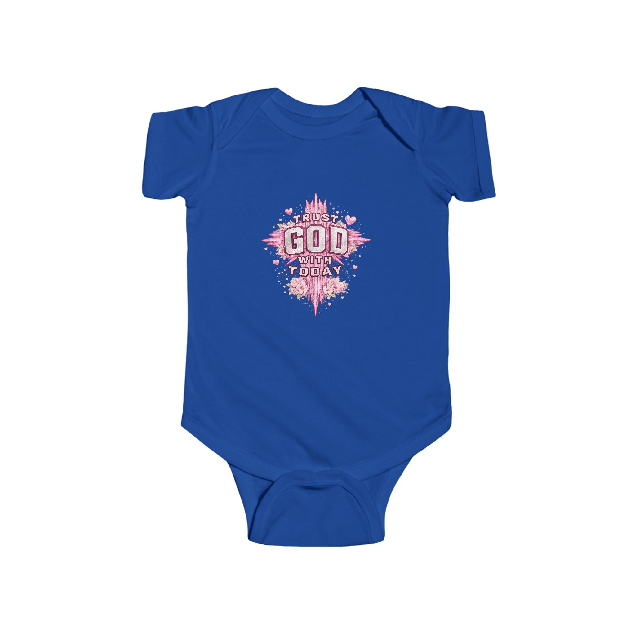 Infant Bodysuit — "Trust God Today" Pink Cross Baby Onesie