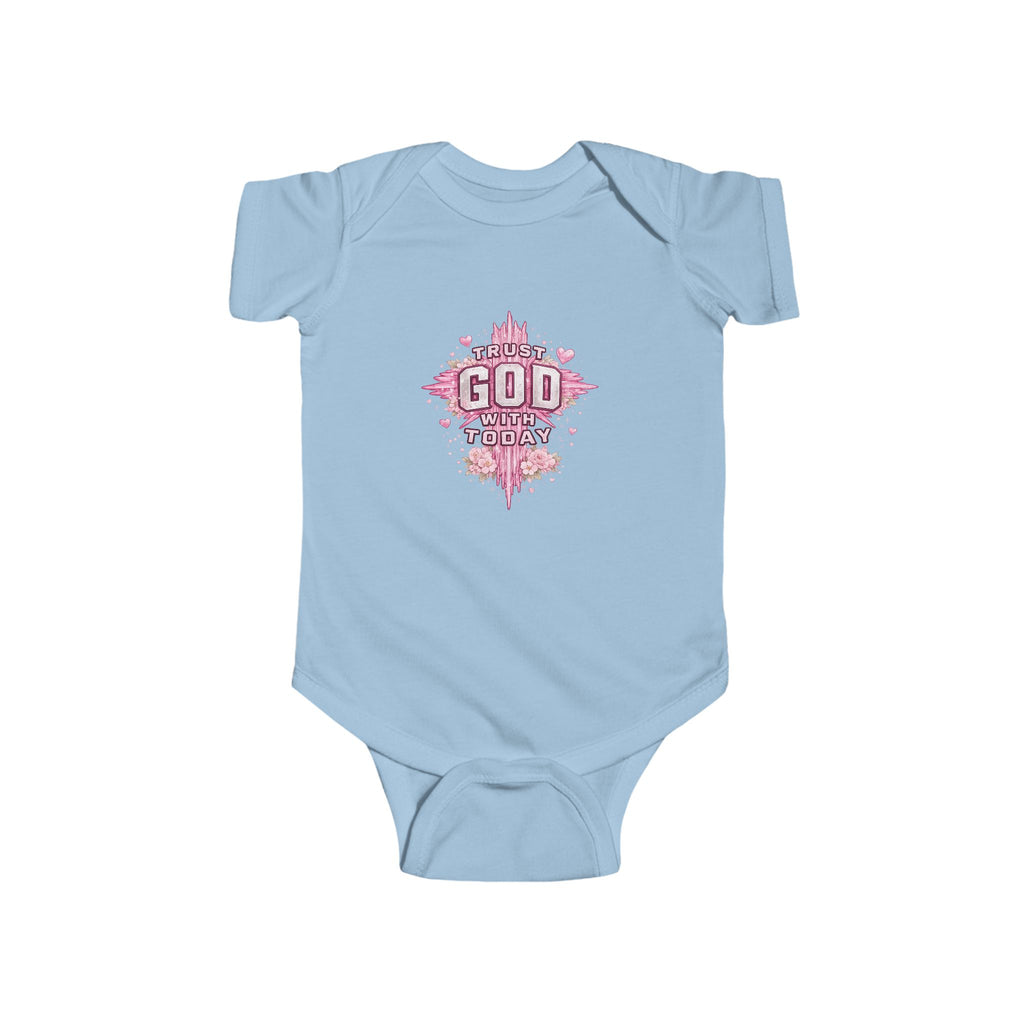 Infant Bodysuit — "Trust God Today" Pink Cross Baby Onesie
