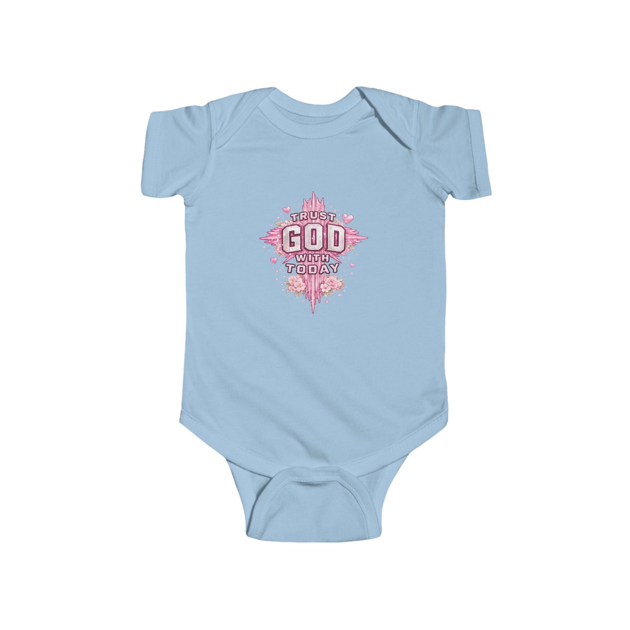 Infant Bodysuit — "Trust God Today" Pink Cross Baby Onesie