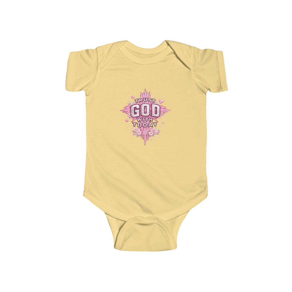 Infant Bodysuit — "Trust God Today" Pink Cross Baby Onesie
