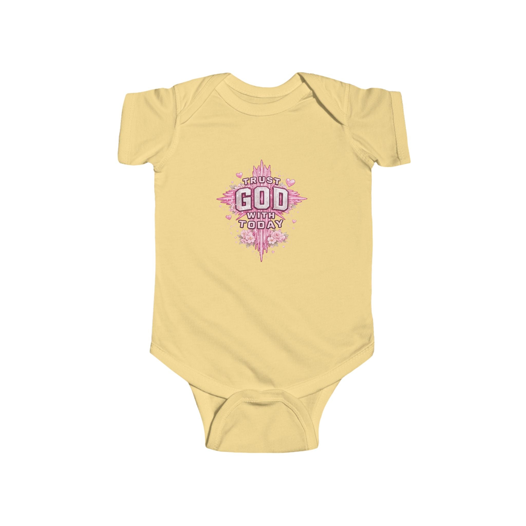 Infant Bodysuit — "Trust God Today" Pink Cross Baby Onesie