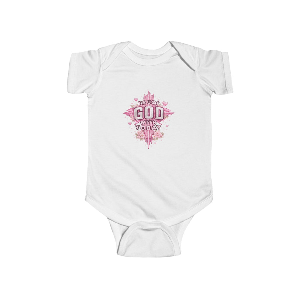 Infant Bodysuit — "Trust God Today" Pink Cross Baby Onesie