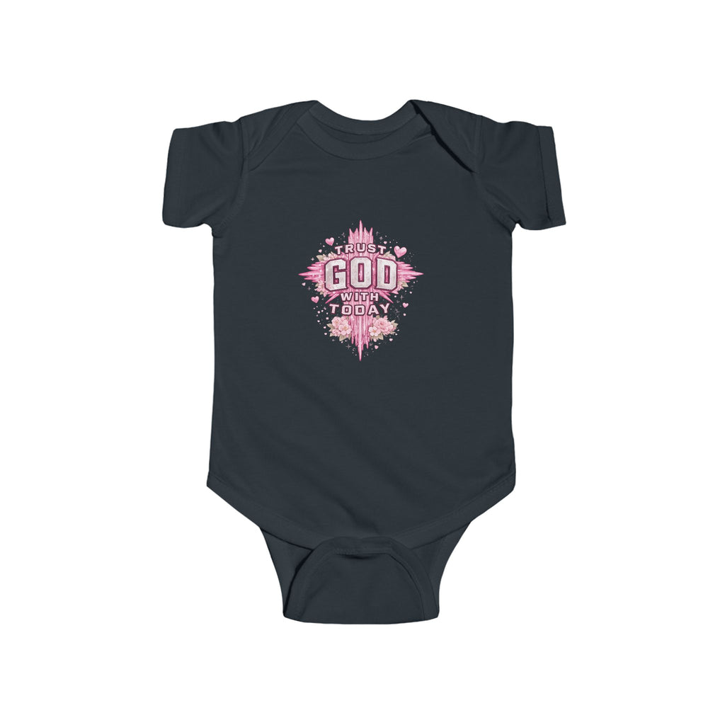 Infant Bodysuit — "Trust God Today" Pink Cross Baby Onesie