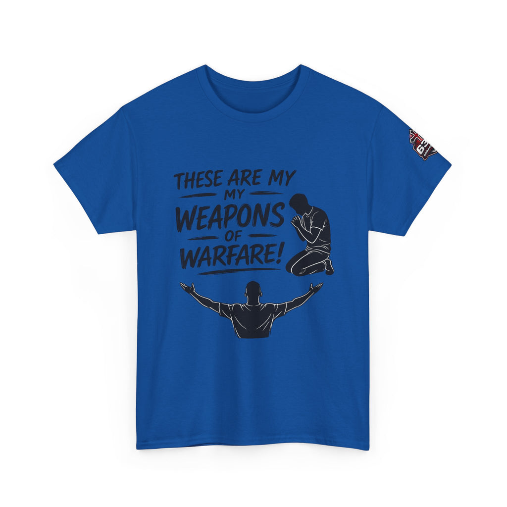 Worship & Prayer Tee — "These Are My Weapons of Warfare" Christian T-Shirt