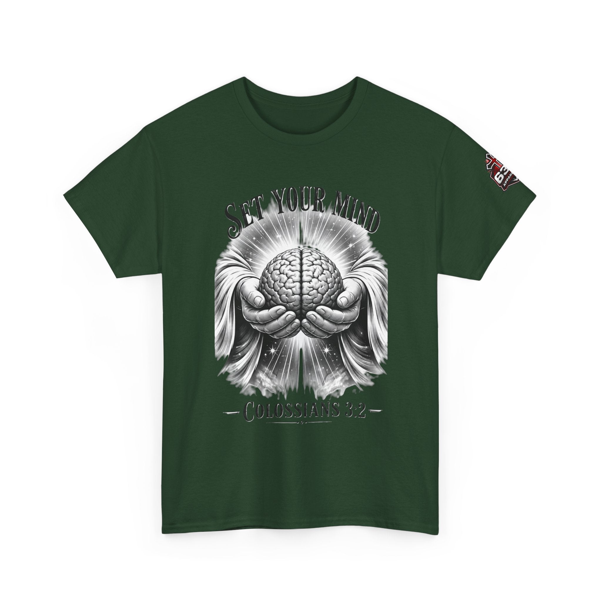 Set Your Mind Colossians Tee — Brain in God’s Hands Christian T‑Shirt
