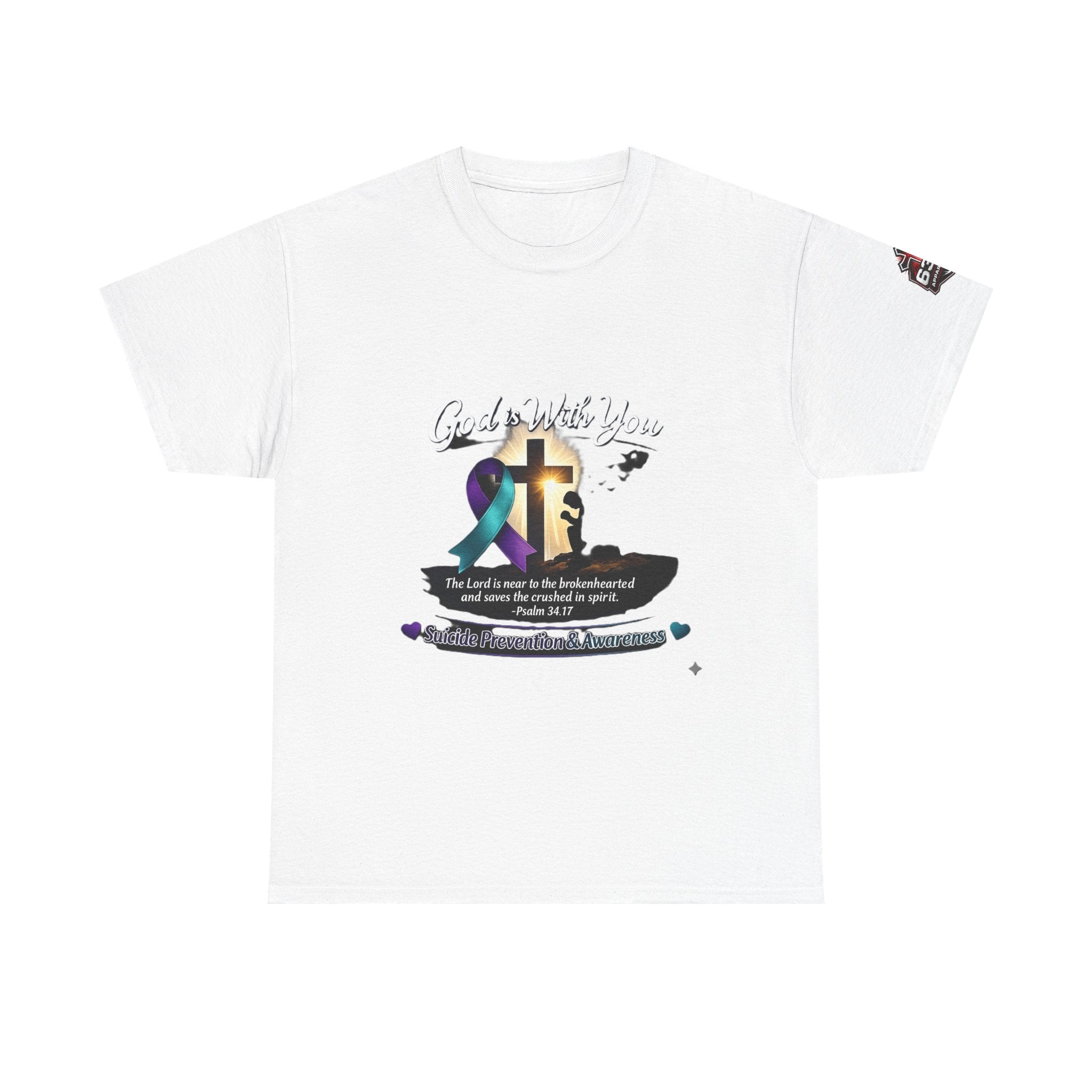 God Is With You Tee — Suicide Prevention Awareness Shirt (Psalm 34:17)