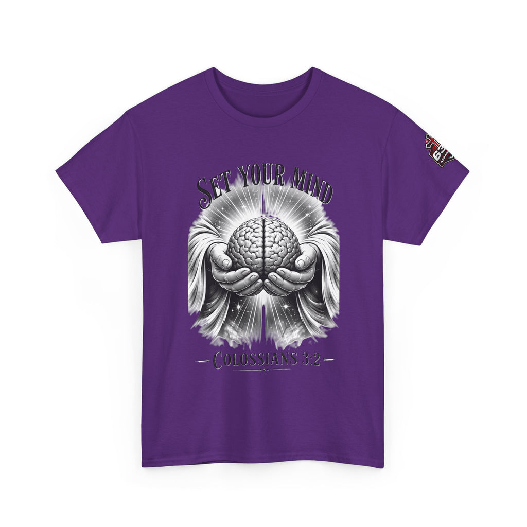 Set Your Mind Colossians Tee — Brain in God’s Hands Christian T‑Shirt
