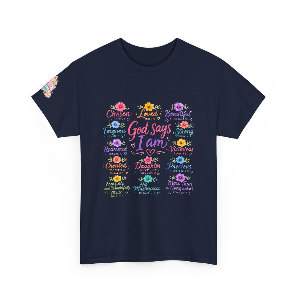 Encouraged by God Floral Tee — What God Says We Are Inspirational Women Shirt