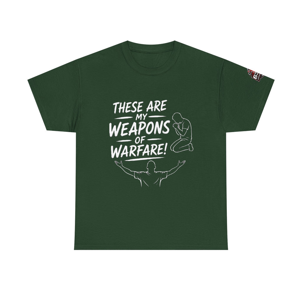 Worship & Prayer Tee — "These Are My Weapons of Warfare" Christian T-Shirt