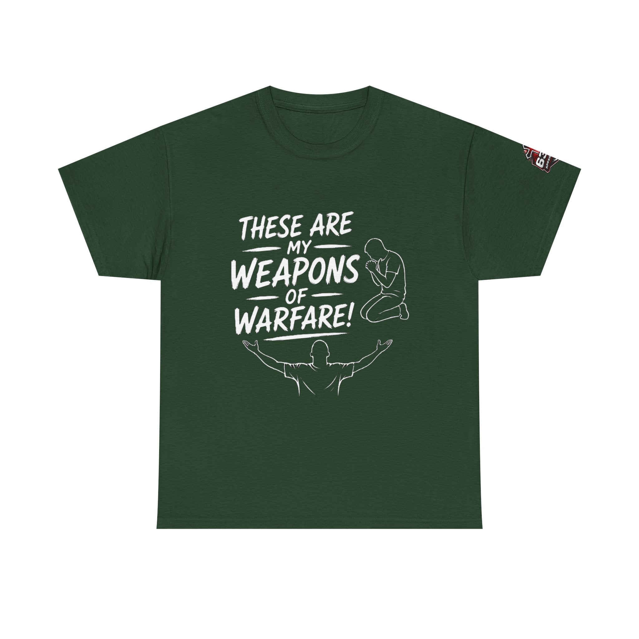Worship & Prayer Tee — "These Are My Weapons of Warfare" Christian T-Shirt