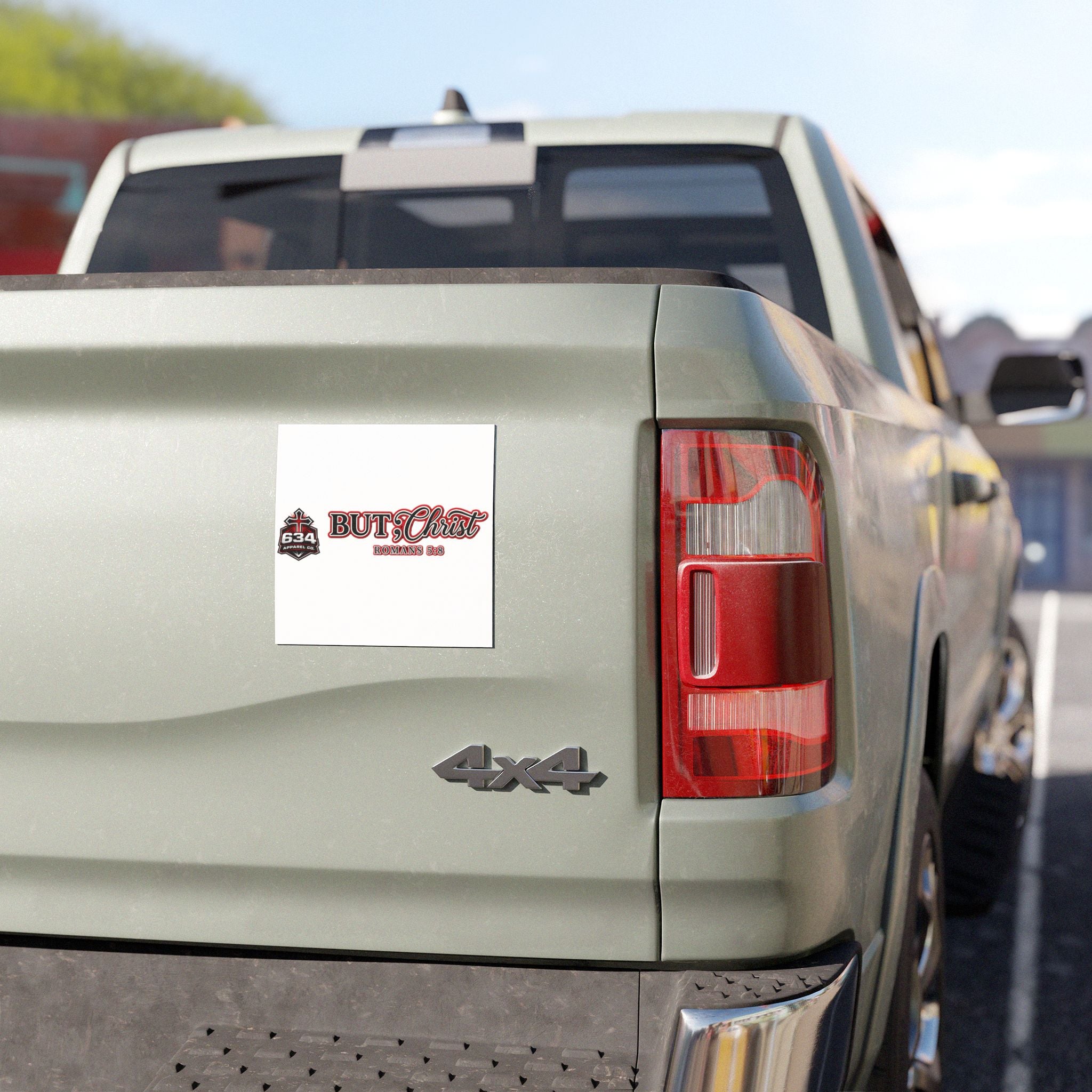 Car Magnet — "But Christ" Romans 5:8 Religious Faith Decal