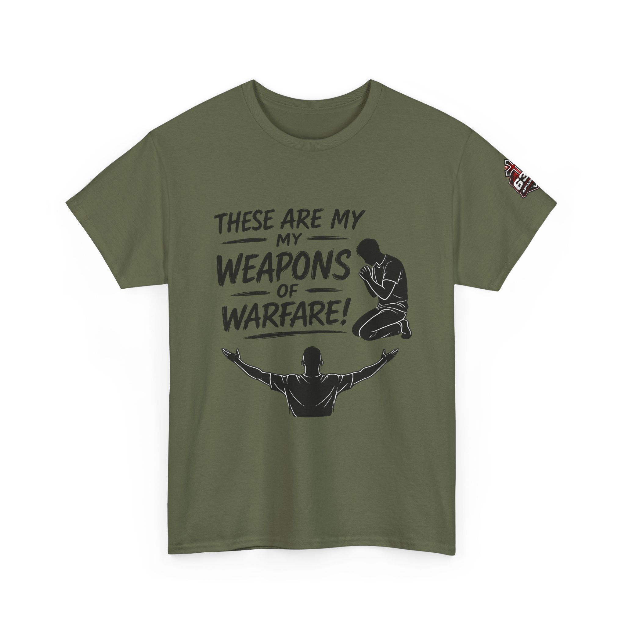 Worship & Prayer Tee — "These Are My Weapons of Warfare" Christian T-Shirt
