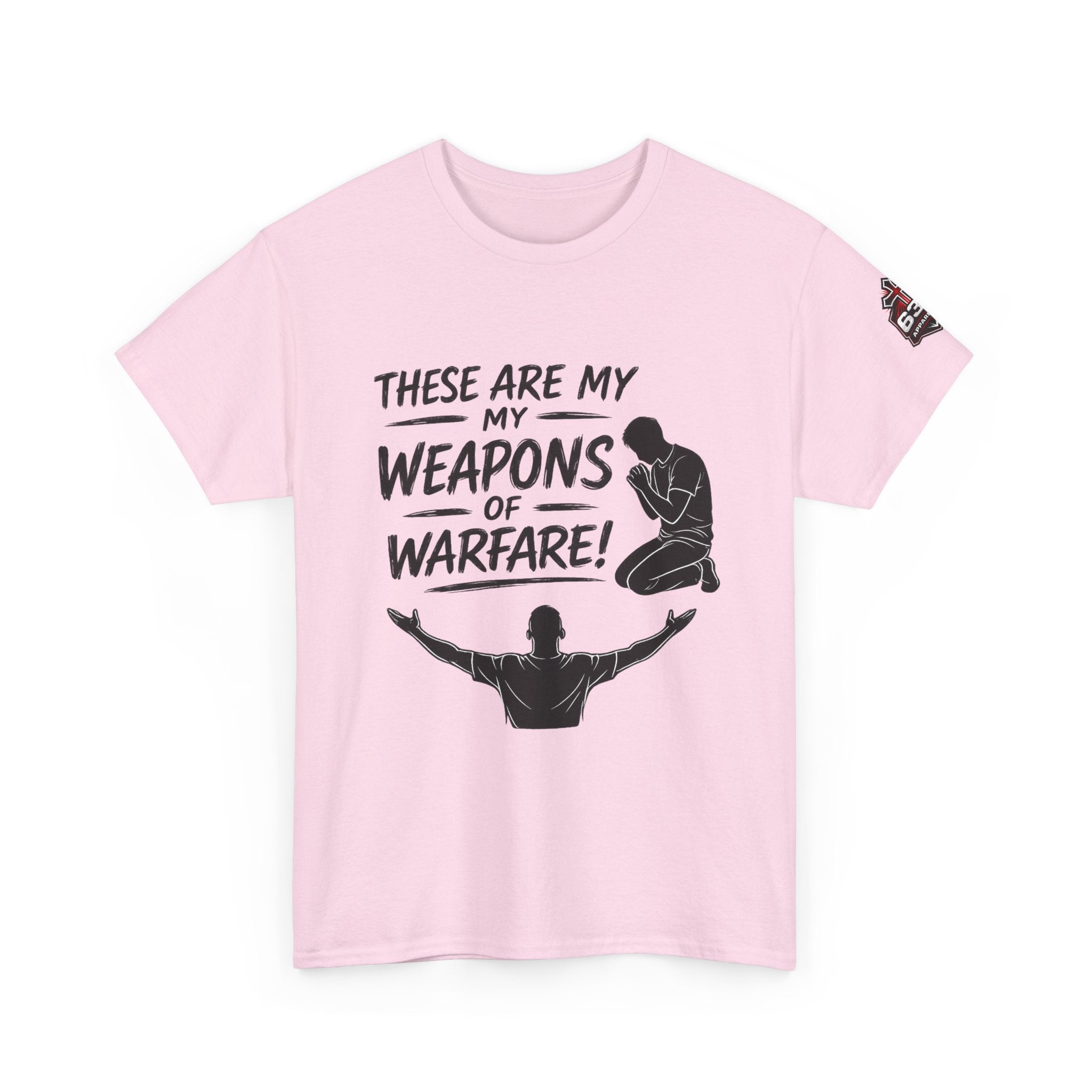 Worship & Prayer Tee — "These Are My Weapons of Warfare" Christian T-Shirt