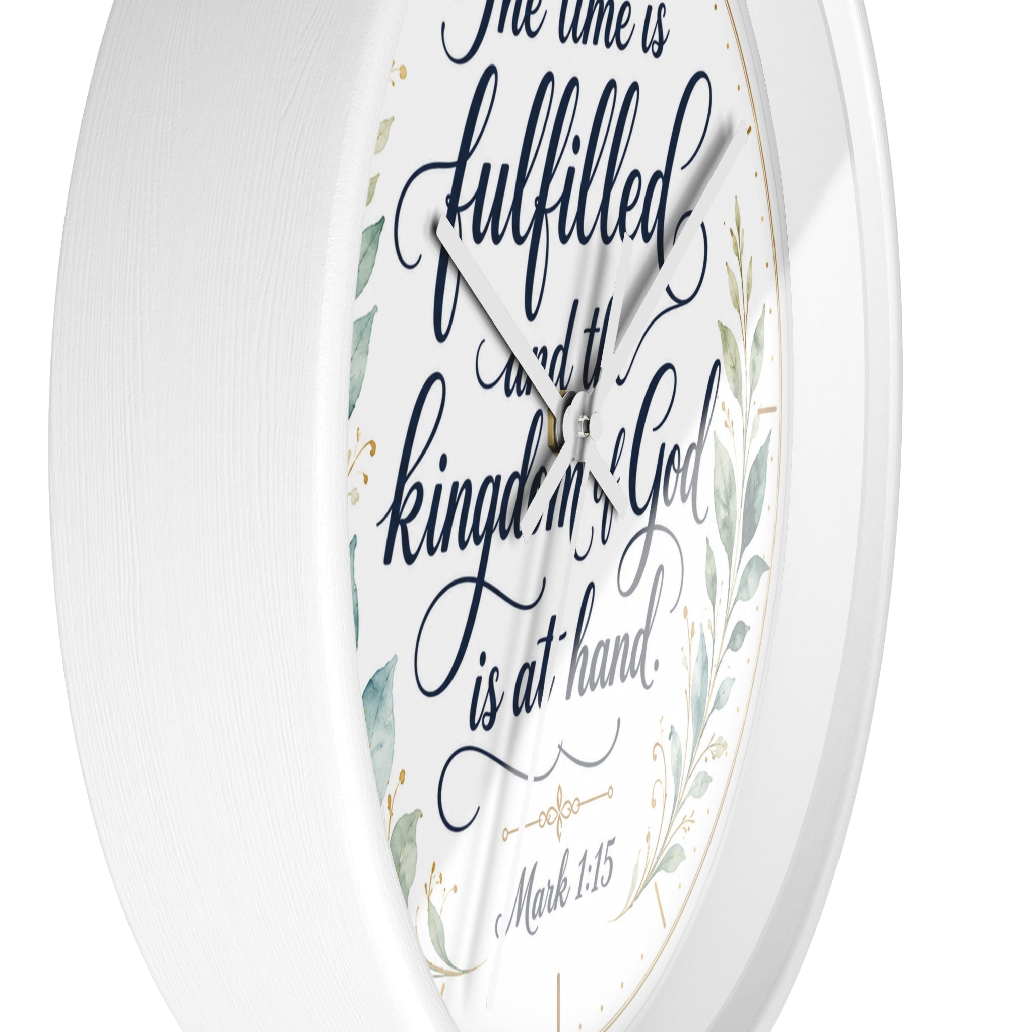 Mark 1:15 Elegant Wall Clock — Simple Christian Scripture Timepiece