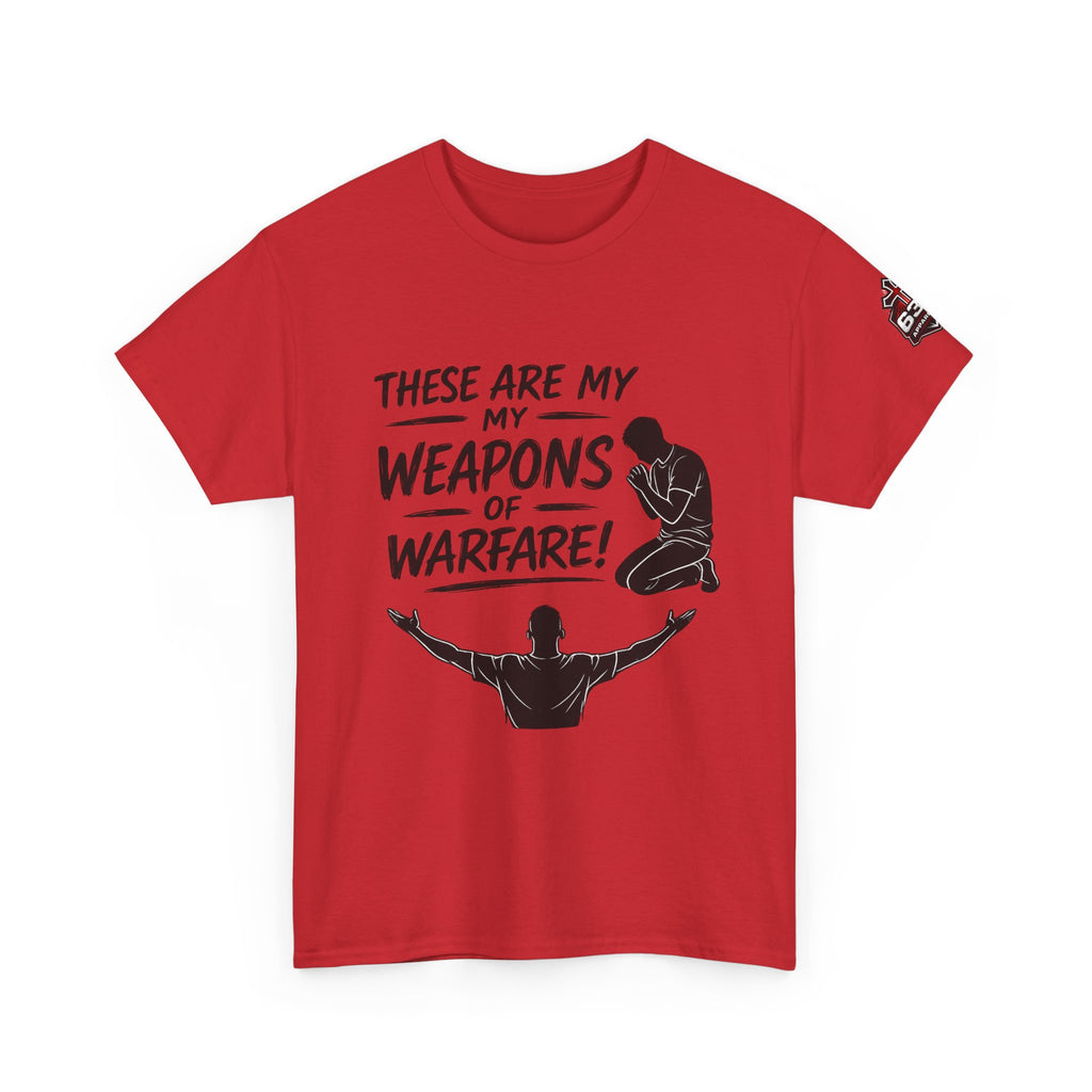 Worship & Prayer Tee — "These Are My Weapons of Warfare" Christian T-Shirt
