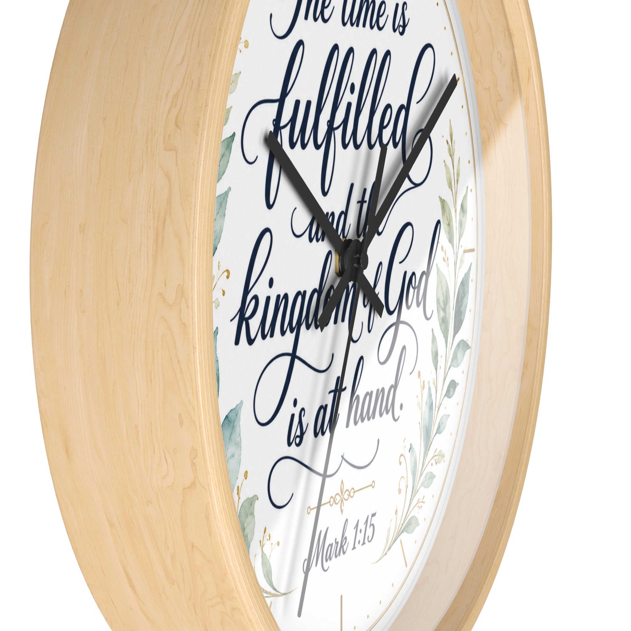 Mark 1:15 Elegant Wall Clock — Simple Christian Scripture Timepiece