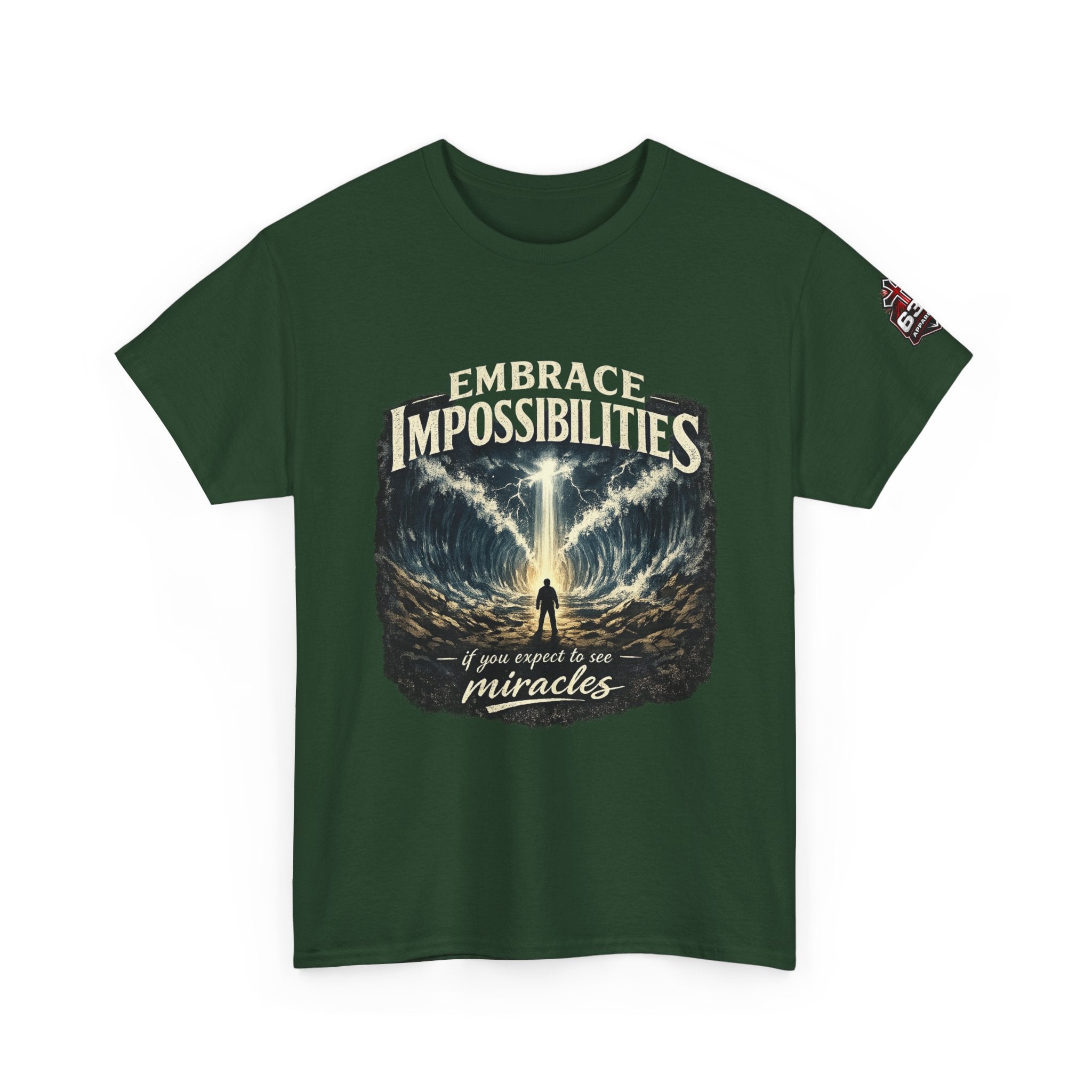 Moses Parting the Red Sea Tee — "Embrace Impossibilities" Inspirational Christian T‑Shirt