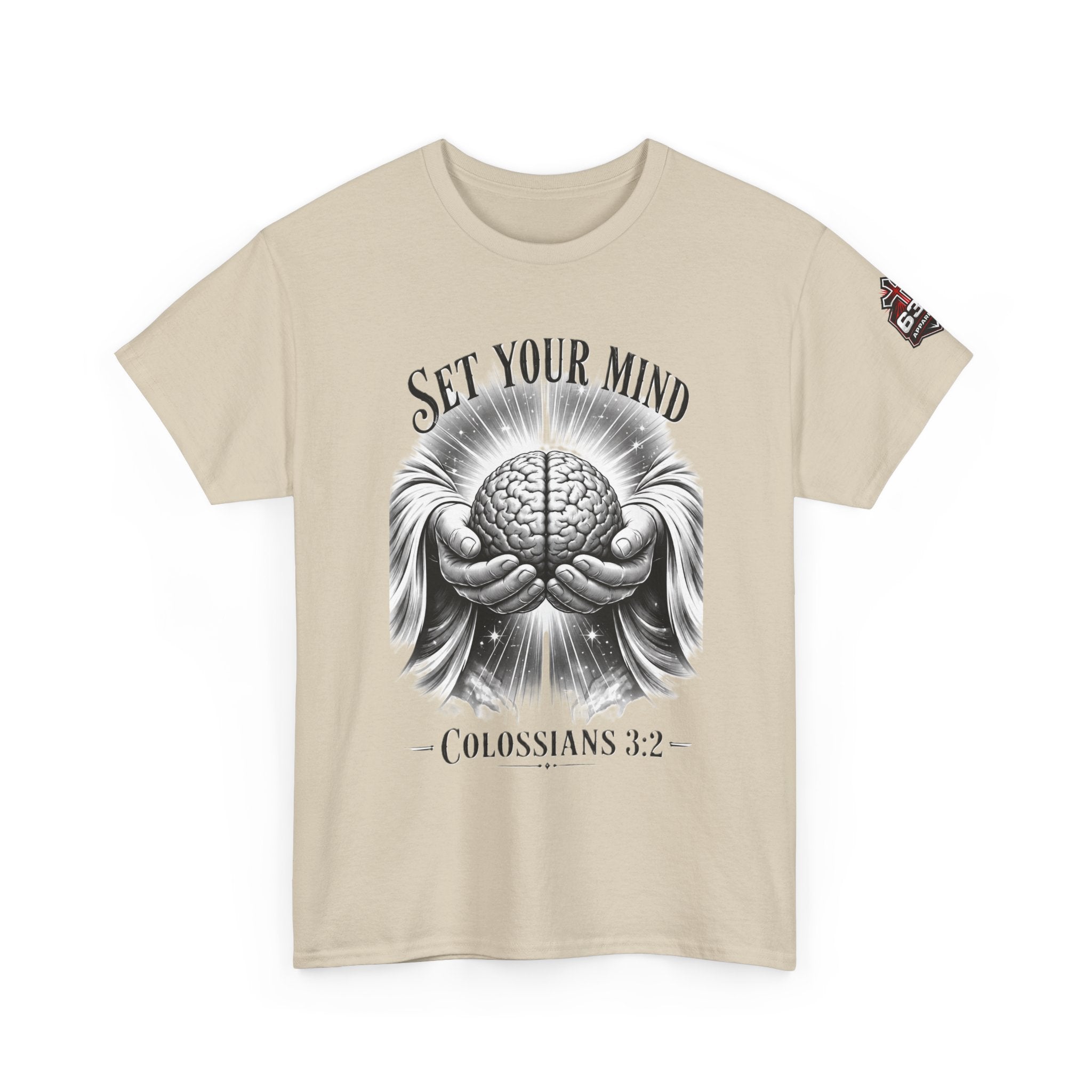 Set Your Mind Colossians Tee — Brain in God’s Hands Christian T‑Shirt