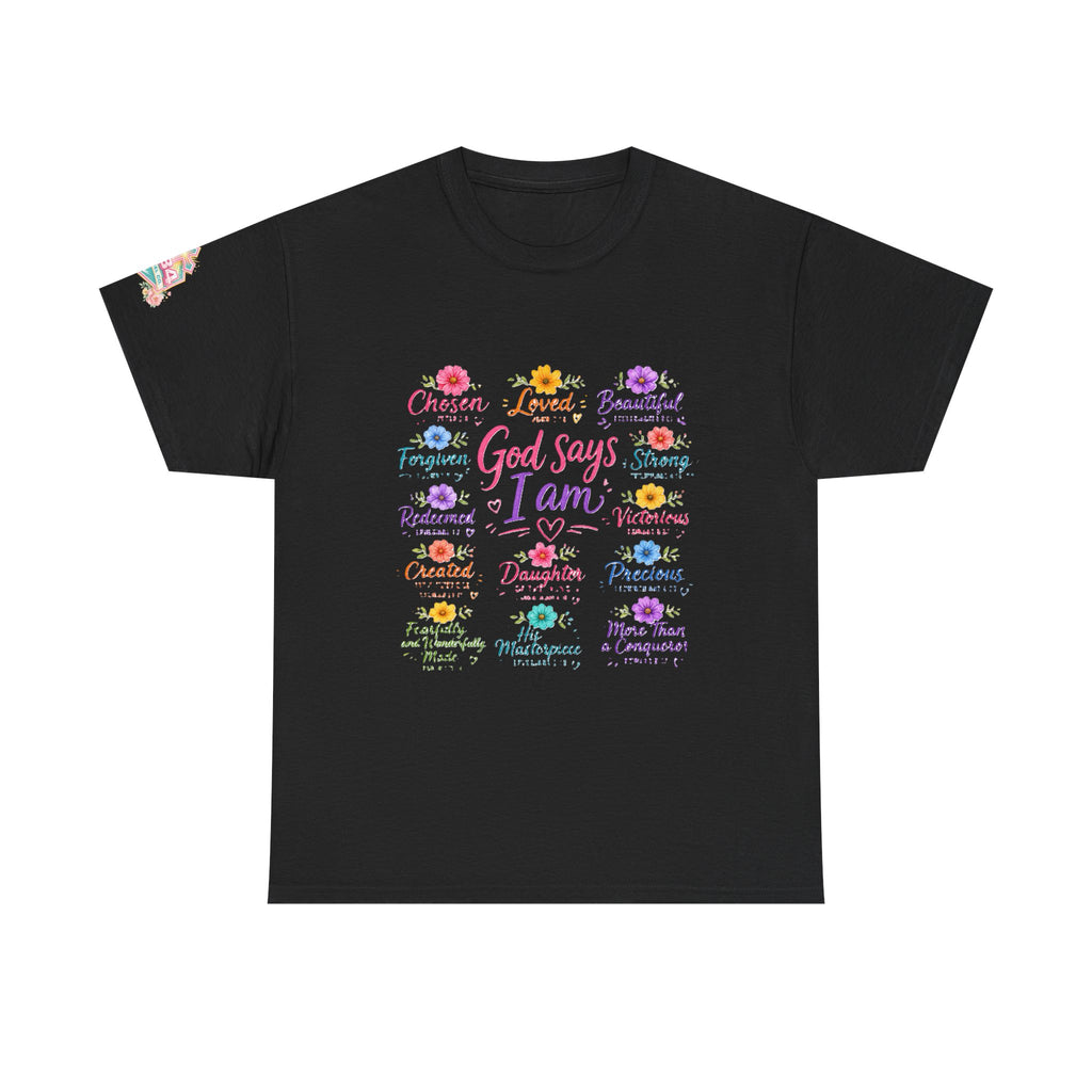 Encouraged by God Floral Tee — What God Says We Are Inspirational Women Shirt