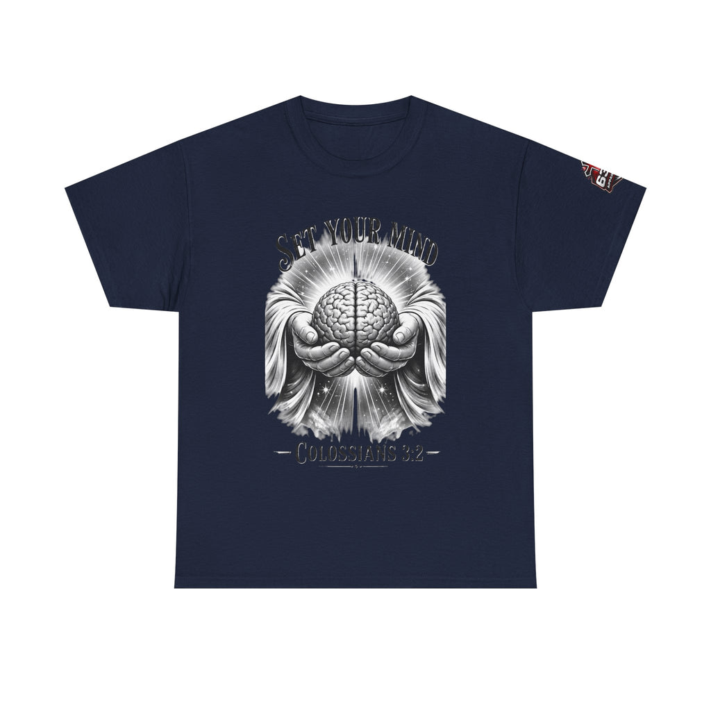 Set Your Mind Colossians Tee — Brain in God’s Hands Christian T‑Shirt