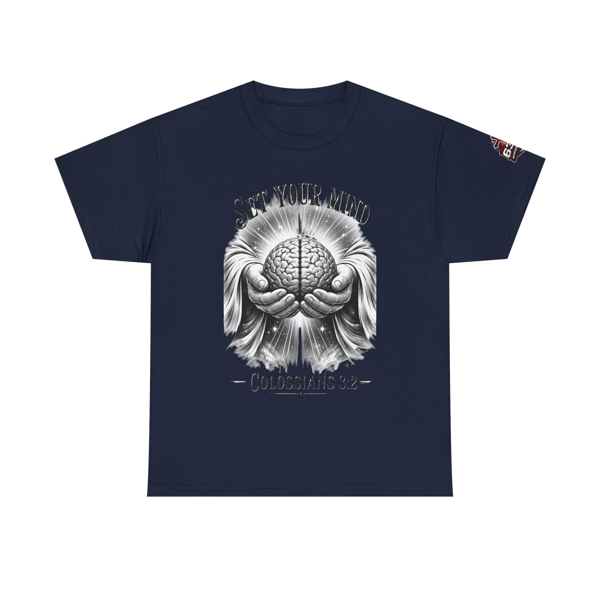 Set Your Mind Colossians Tee — Brain in God’s Hands Christian T‑Shirt