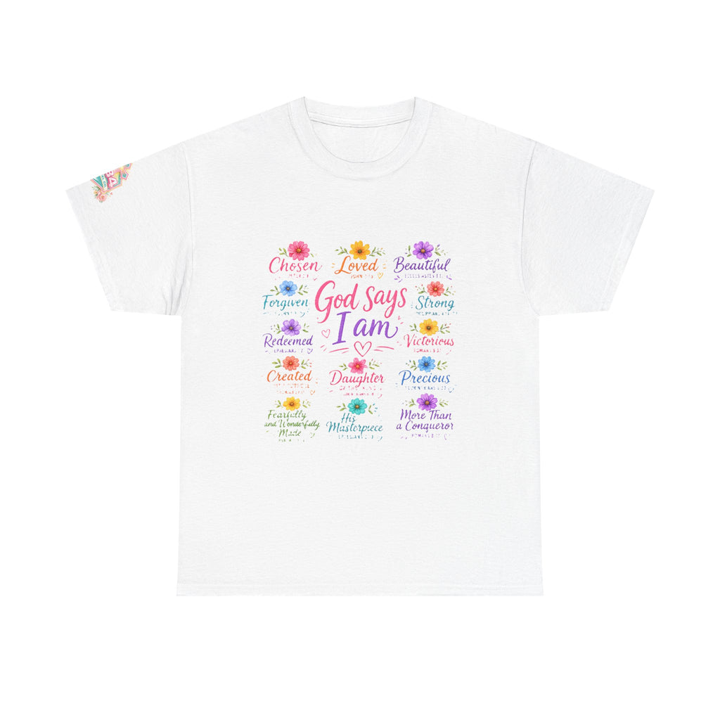 Encouraged by God Floral Tee — What God Says We Are Inspirational Women Shirt