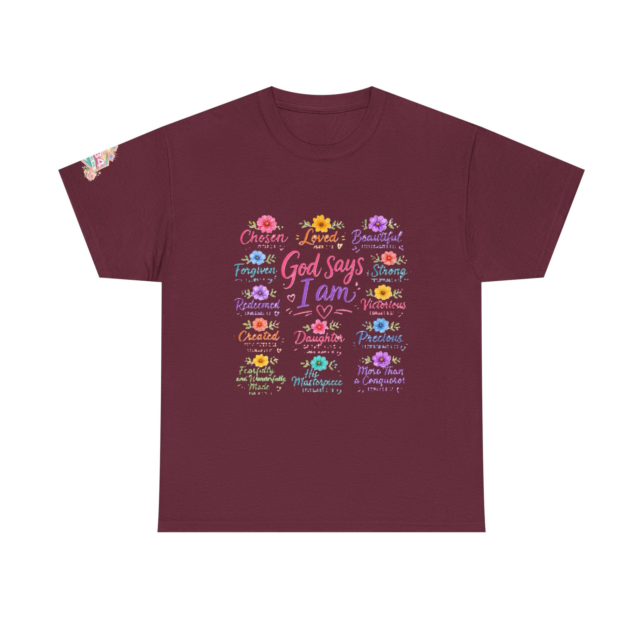 Encouraged by God Floral Tee — What God Says We Are Inspirational Women Shirt