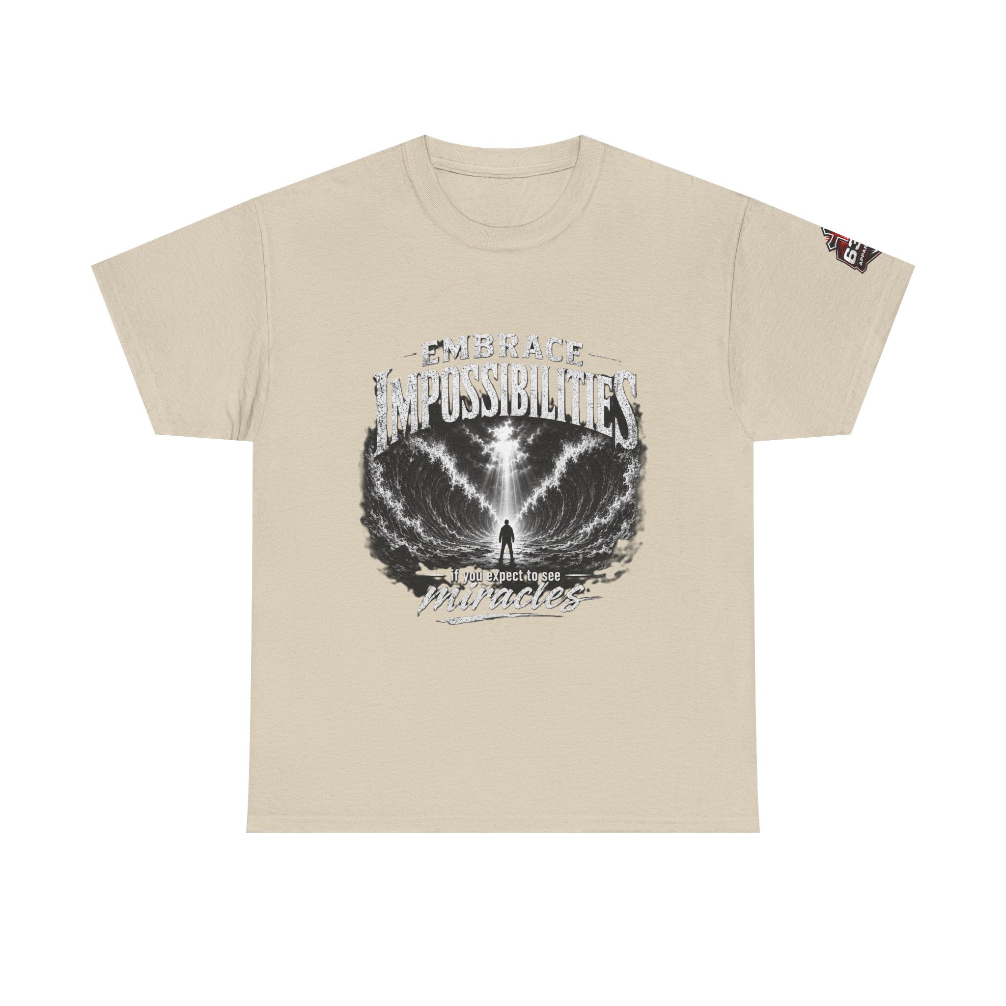 Moses Parting the Red Sea Tee — "Embrace Impossibilities" Inspirational Christian T‑Shirt