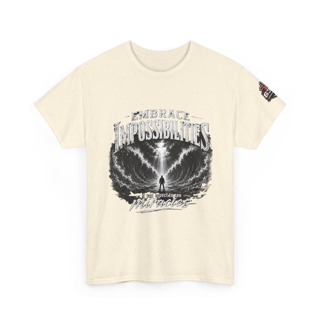 Moses Parting the Red Sea Tee — "Embrace Impossibilities" Inspirational Christian T‑Shirt