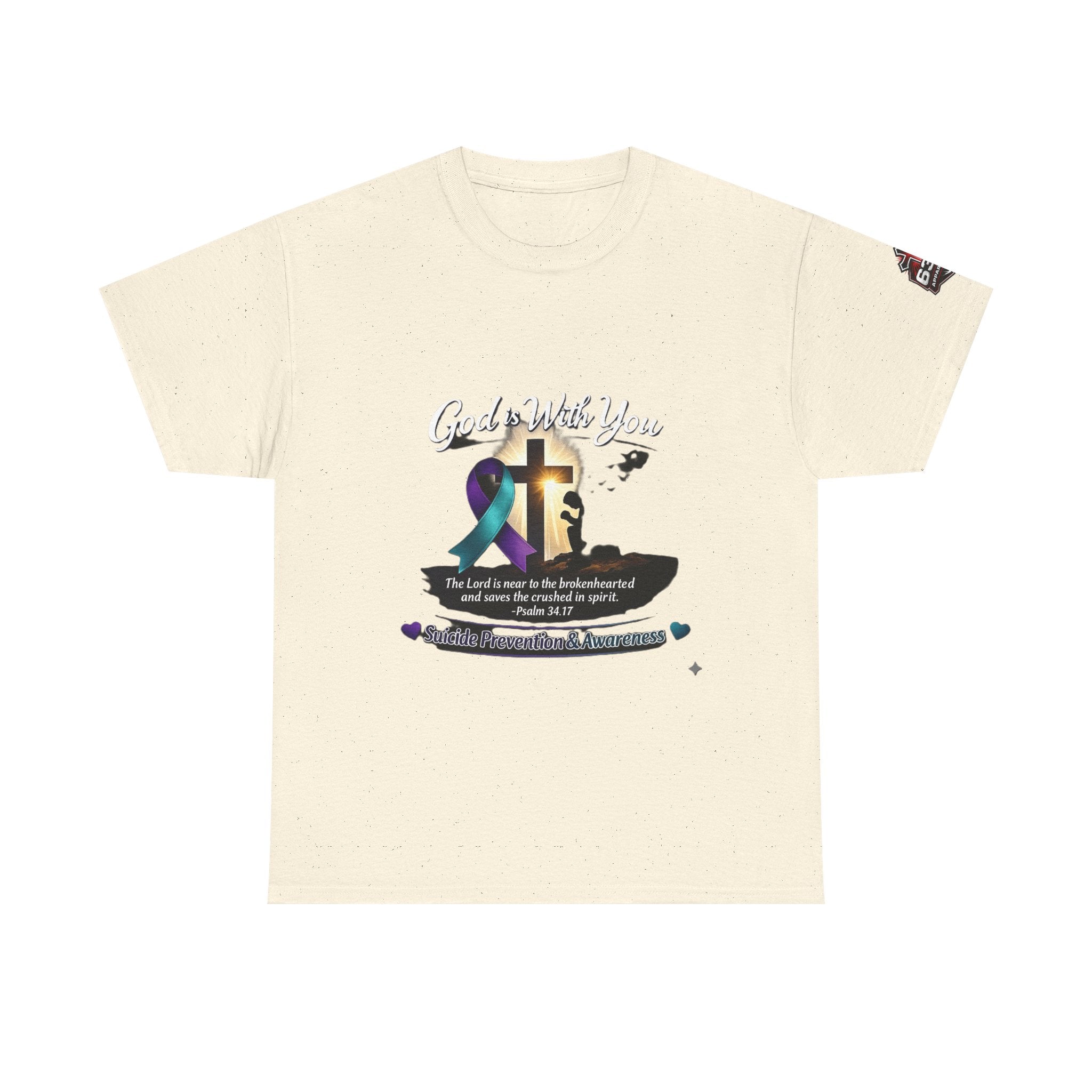 God Is With You Tee — Suicide Prevention Awareness Shirt (Psalm 34:17)