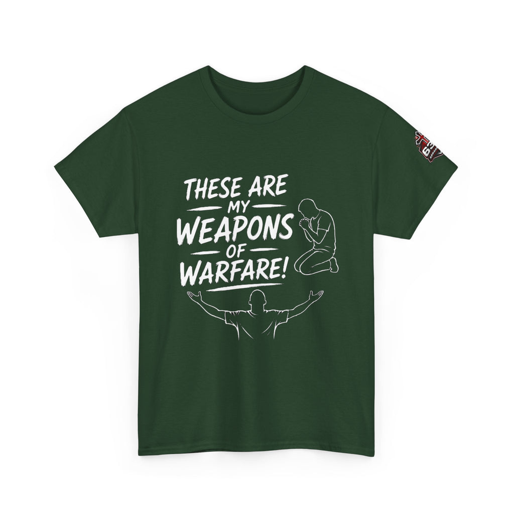 Worship & Prayer Tee — "These Are My Weapons of Warfare" Christian T-Shirt