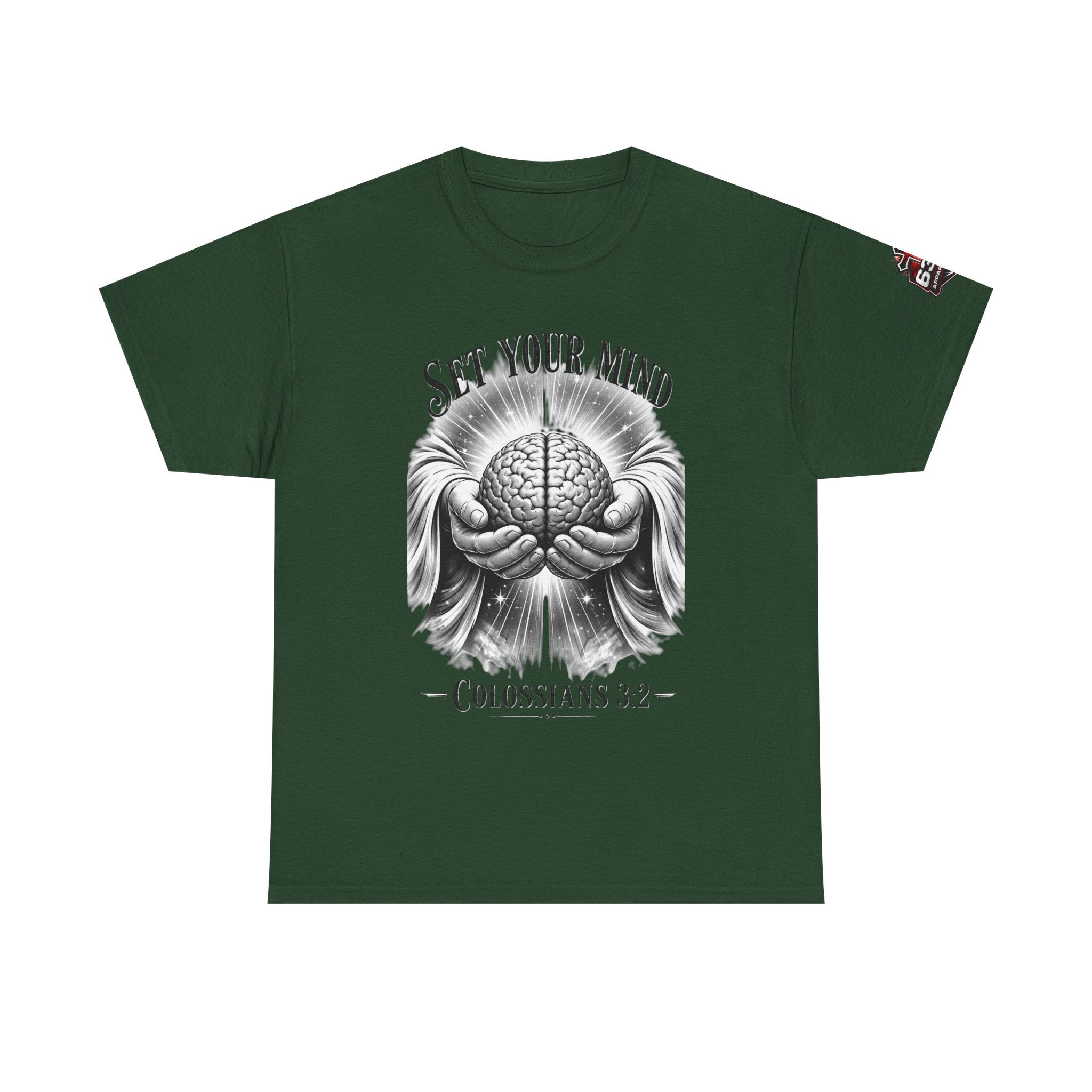 Set Your Mind Colossians Tee — Brain in God’s Hands Christian T‑Shirt
