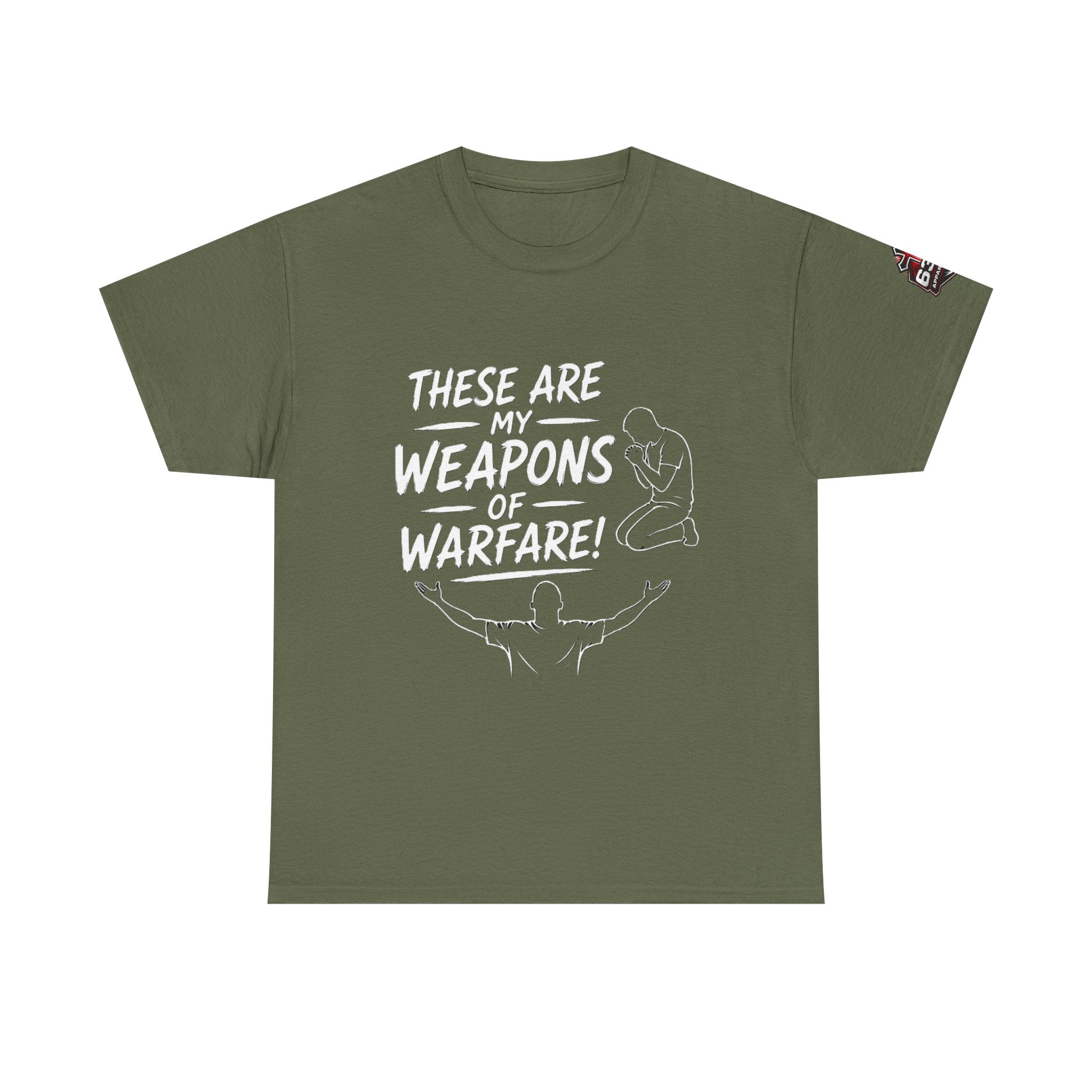 Worship & Prayer Tee — "These Are My Weapons of Warfare" Christian T-Shirt