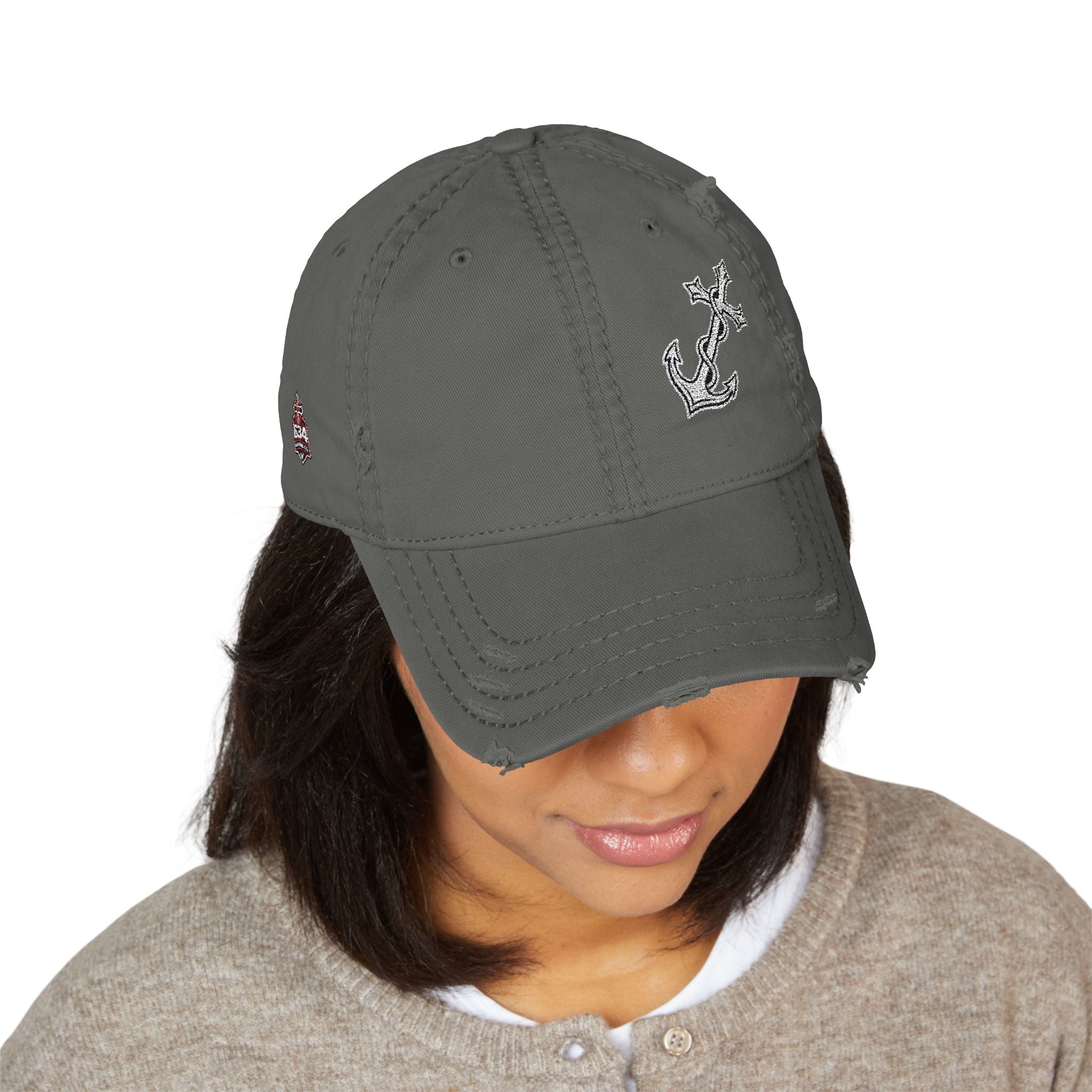 Christian Anchor Cross Embroidered Dad Hat